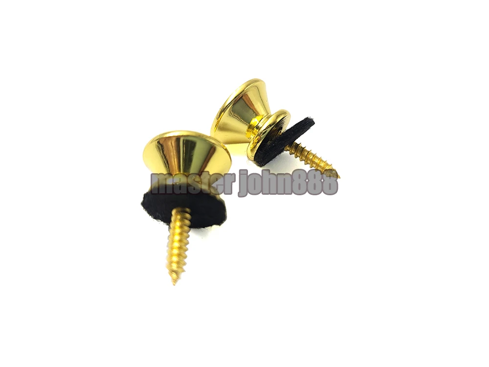 

2pcs Gold Acoustic Electric Guitar Bass Strap Lock Round Button Straplock