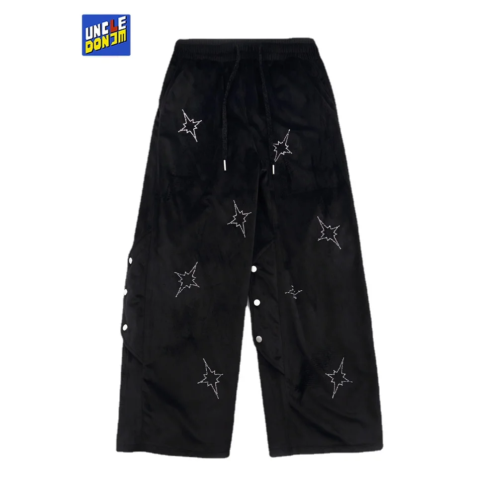 

Star Hot Rhinestone Velvet Pants Men Streetwear Baggy Pants HIP HOP Tactical Pants Harem Pants Dropship