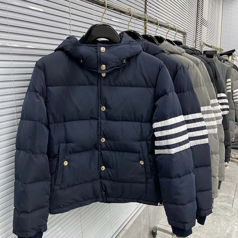 New White Duck Down Jacket Men Winter Warm Solid Color Hooded Down Coats Luxury Brand Causal Outdoor Women TB Down Jackets