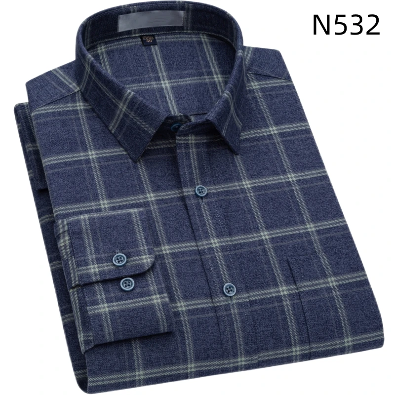 New Arrival Men's Long-sleeved Oversized Shirt,pure Cotton  Brushed Plaid Loose Plus Size S M LXL 2XL 3XL 4XL 5XL 6XL 7XL 8XL