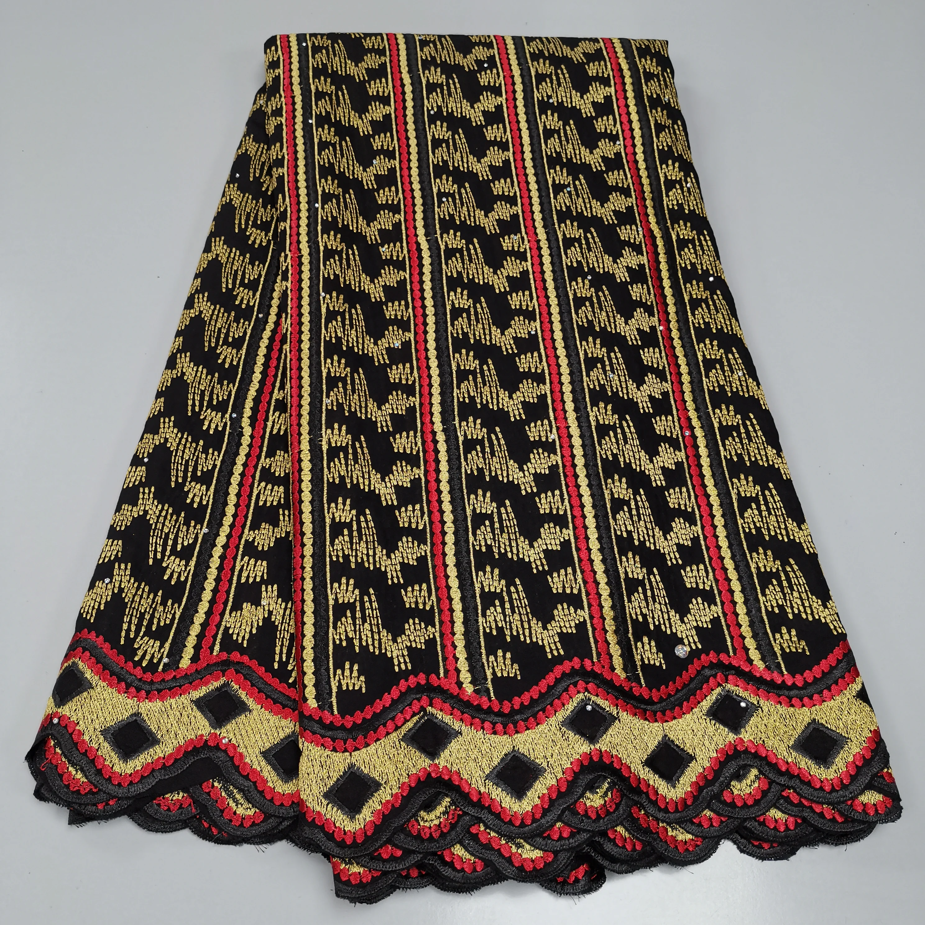 

Gold Embroidered Swiss Voile Lace Fabric Cotton African Lace Fabrics For Women Dress 5 Yards/lot