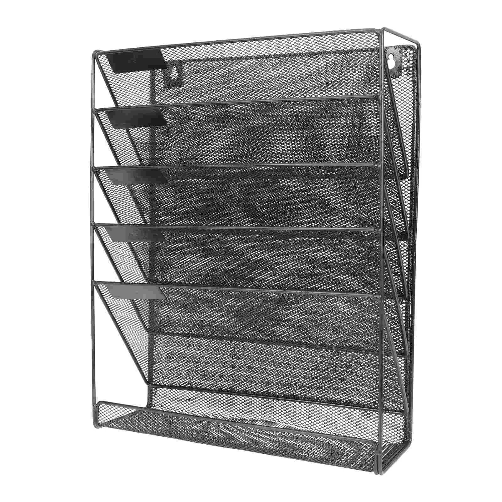 

Paper Clip Mesh Design File Holder Organizer Wall Document Storage Rack Multi-layer Container Metal Magazine