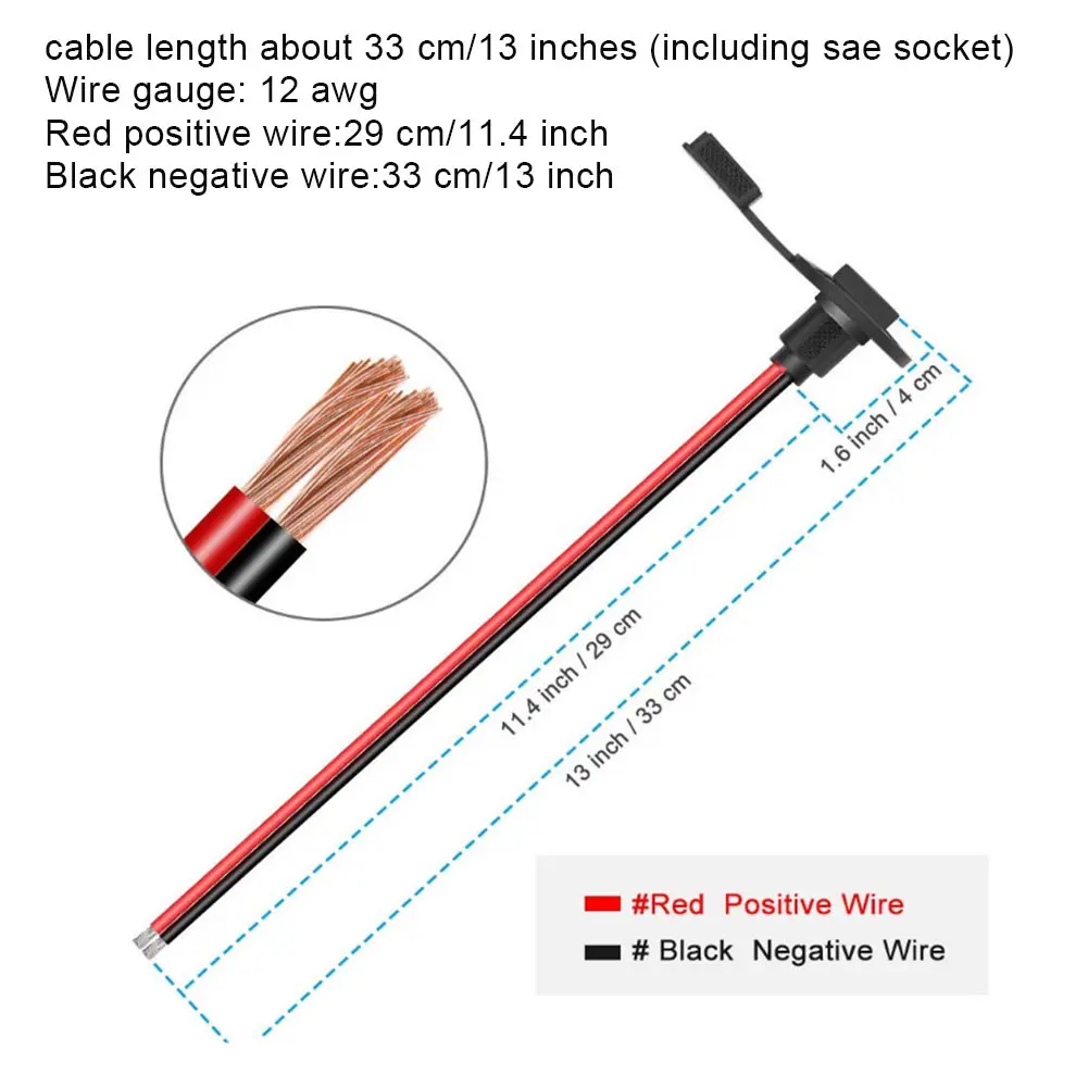 

2pcs Flush Moun Cable Portable Universal Battery Charger SAE Socket With Screws Side Wall Connector Vehicle Parts Solar Panel