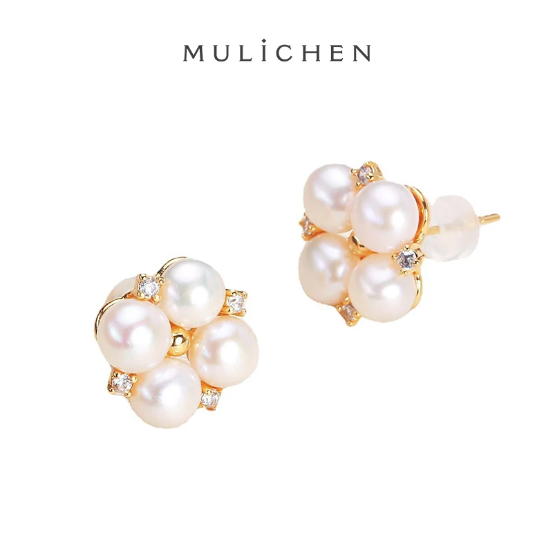 

MULICHEN 4-5mm White Freshwater Pearl Women Stud Earrings Jewelry Exquisite Versatile Little Girls Earrings