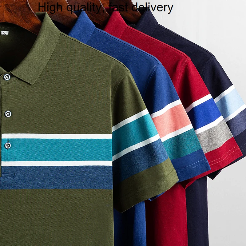 

Рубашка-поло A8039 мужская с короткими рукавами, хлопок, Повседневная модная в полоску, в деловом стиле, дизайн 2023