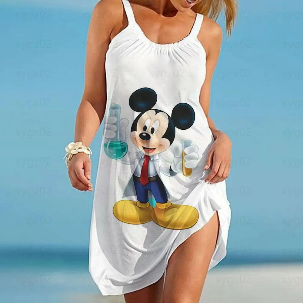 

Women's Summer Sundresses Sexy Outfits for Woman Printing Top Boho Disney Beach Dress Sling Sleeveless Cartoon Loose Y2k Dresses