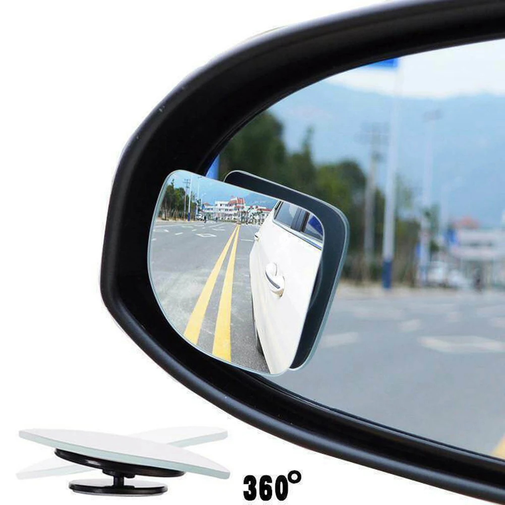 

2pcs Driver Side Wide Angle Round Convex Car Auto Rear View Mirrors Blind Spot 50x50mm 360° Car Reversing Auxiliary Mirror Glass