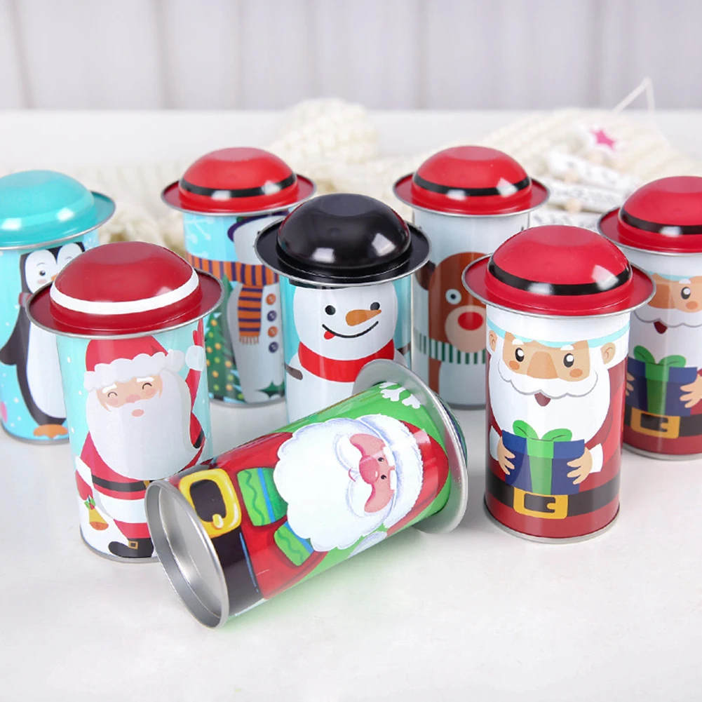 

1 шт. Рождественская коробка для конфет, мультяшный Санта-Клаус, снеговик, банка для хранения печенья, детские подарочные коробки, Рождество