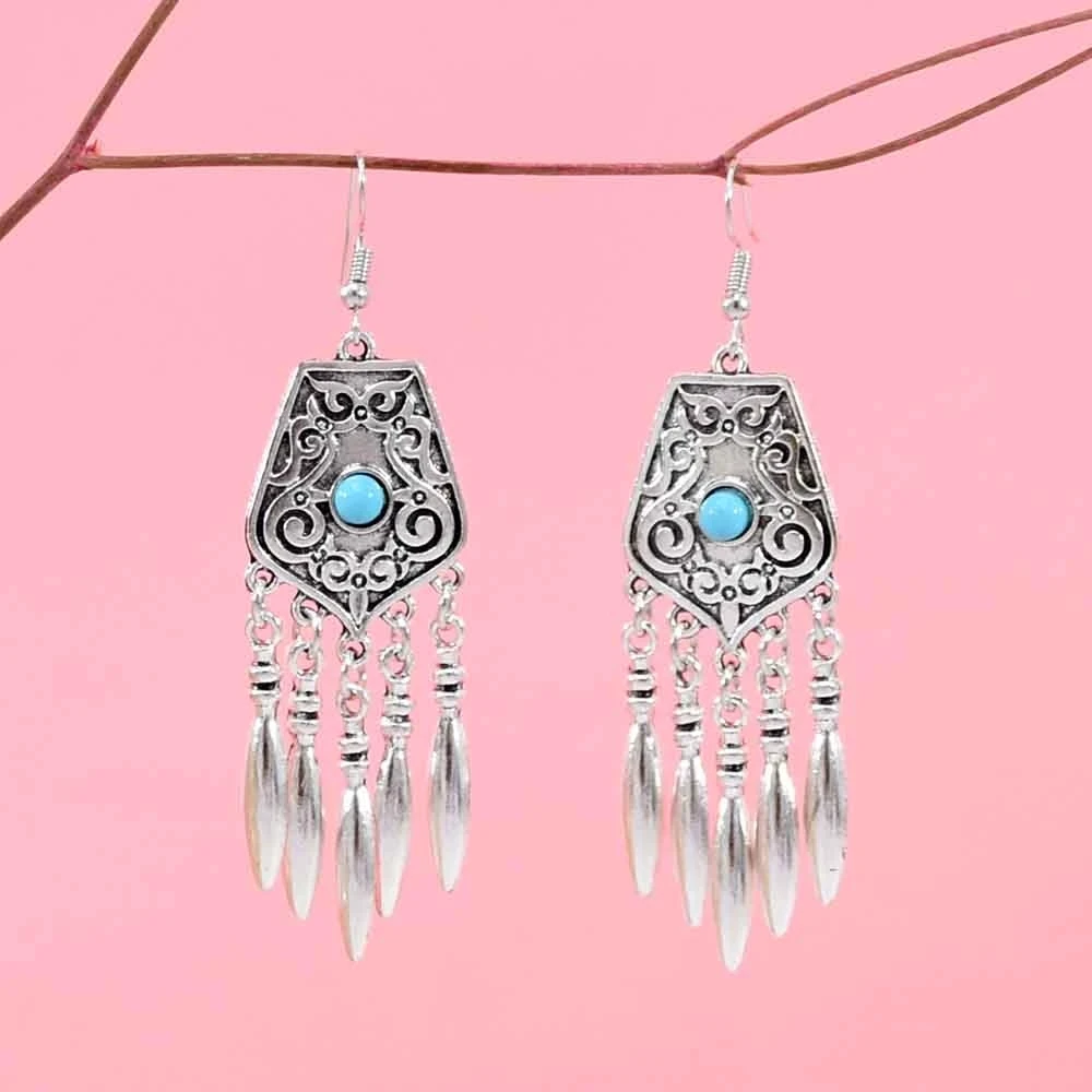 Богемные этнические длинные синие красные акриловые кристаллы женские