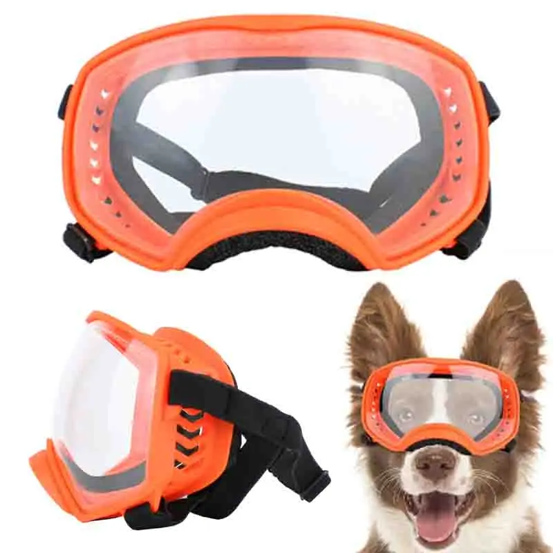 

Large Dog Sport Sunglasses UV Protection Eyecups/Windproof Outdoor Eyewear for Medium-Large Dogs Clear Dog Goggles