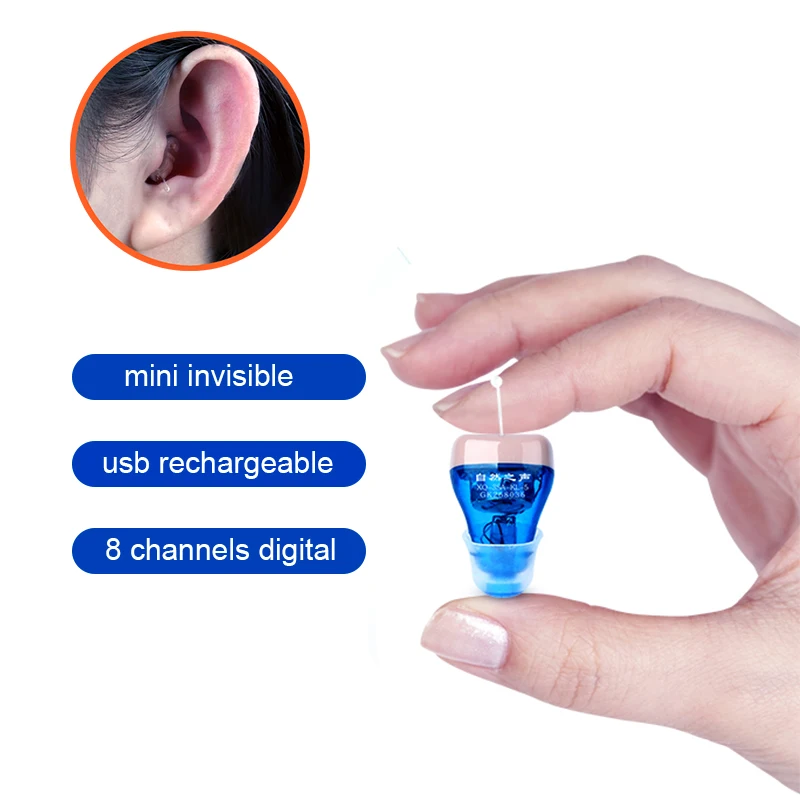 

Mini Invisible Rechargeable Hearing Aids Pair High Quality Tiny Digital in Ear Hearing Devices Professional Medical Amplifiers