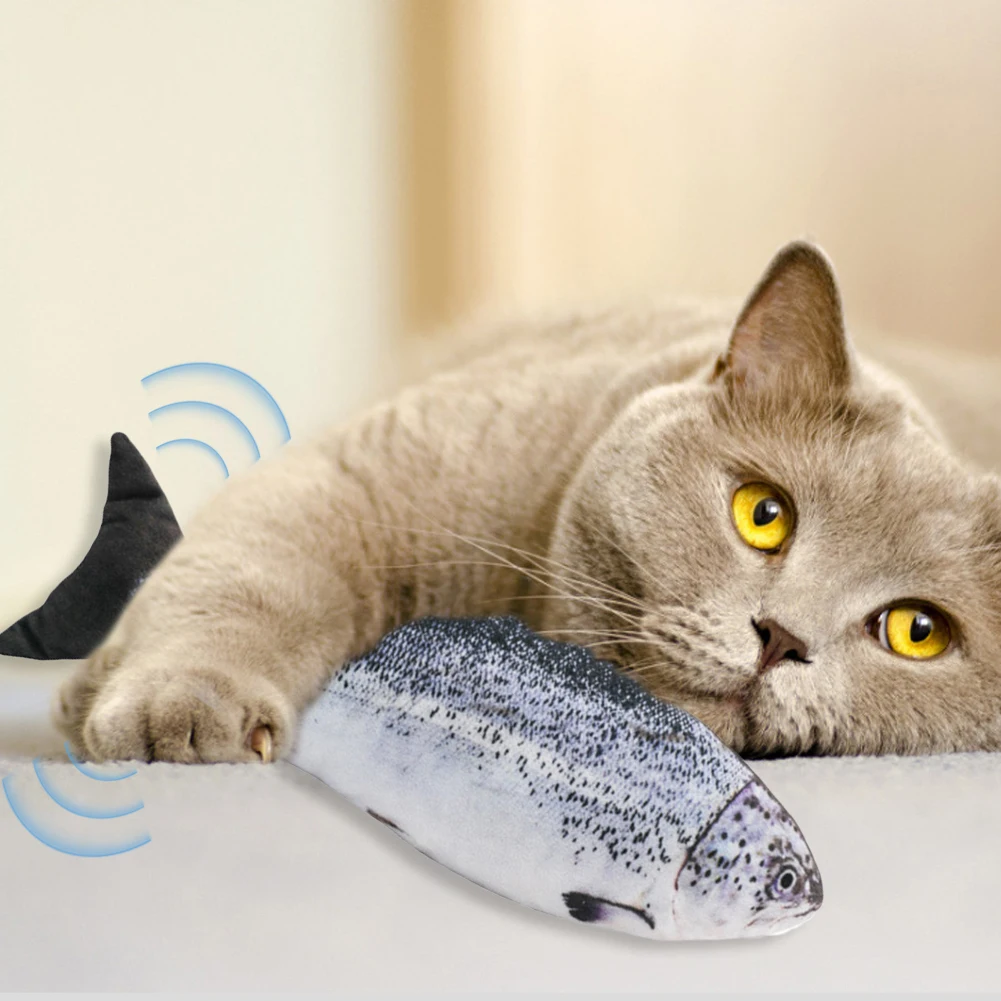 

Fish Toy For Cats Electric Moving Flopping Fish Realistic Plush Wagging Fish Cat Interactive Toy Catnip Toys For Cat Kitten