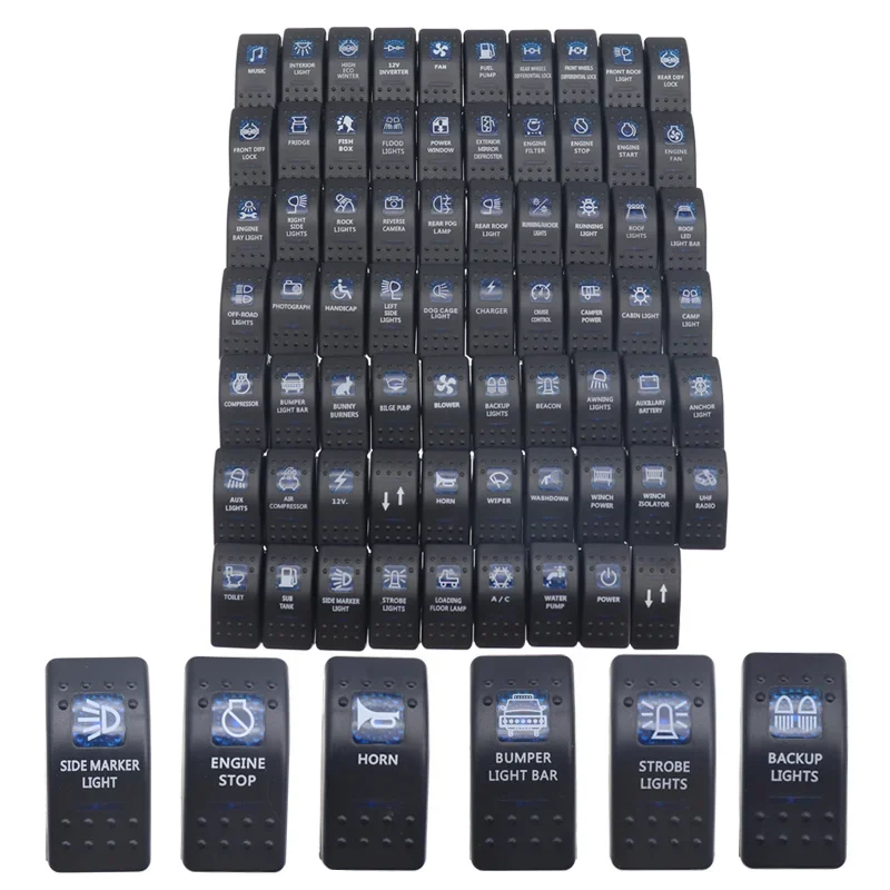 

12 В/24 В автомобильный переключатель для лодки грузовика светодиодный тумблер 5-контактный водонепроницаемый стиль бара синий тумблер переключатель задсветильник света заднего хода