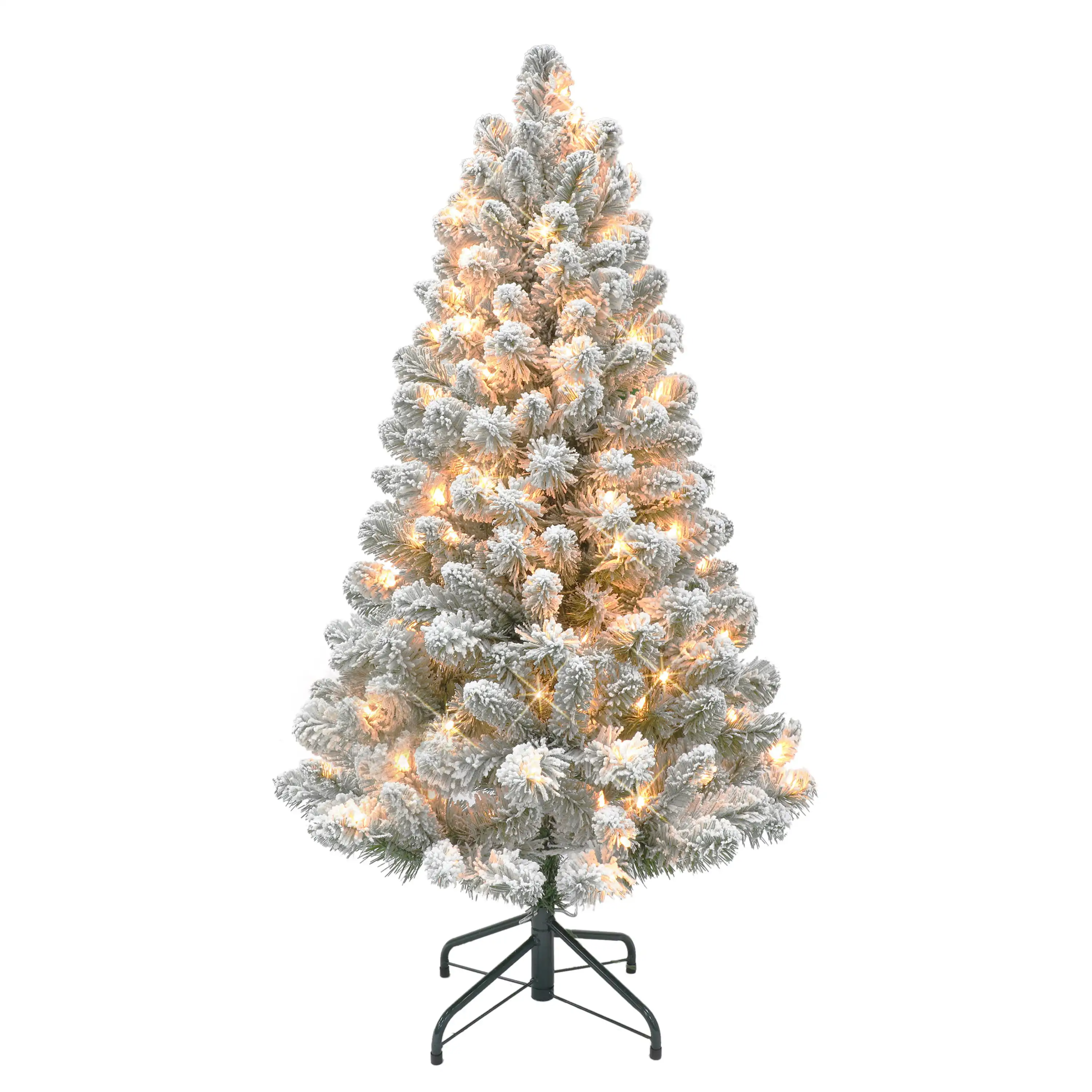 

Christmas Trees 4' ft Pre-Lit Flocked Virginia Pine Artificial Tree