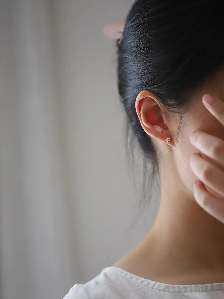 Серьги-гвоздики из стерлингового серебра 925 пробы 4 К золото сердце любви