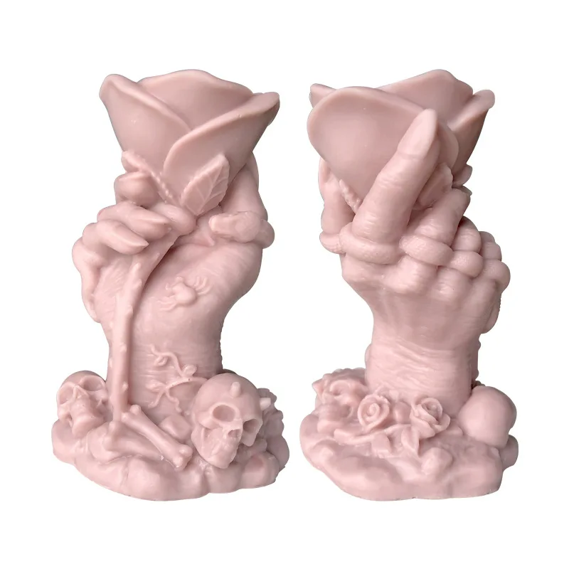 

Creative Resin Home Ornament Craft 3D Rose Hand Candle Making Molds DIY Cake Baking Chocolate Silicone Mould
