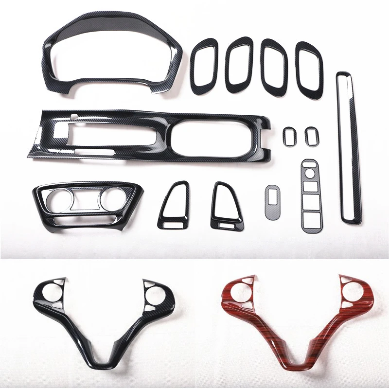 

carbon fiber car interior accessories for Hondas vezel 2015-2019 gear panel window lifter switch dashboard cover kit