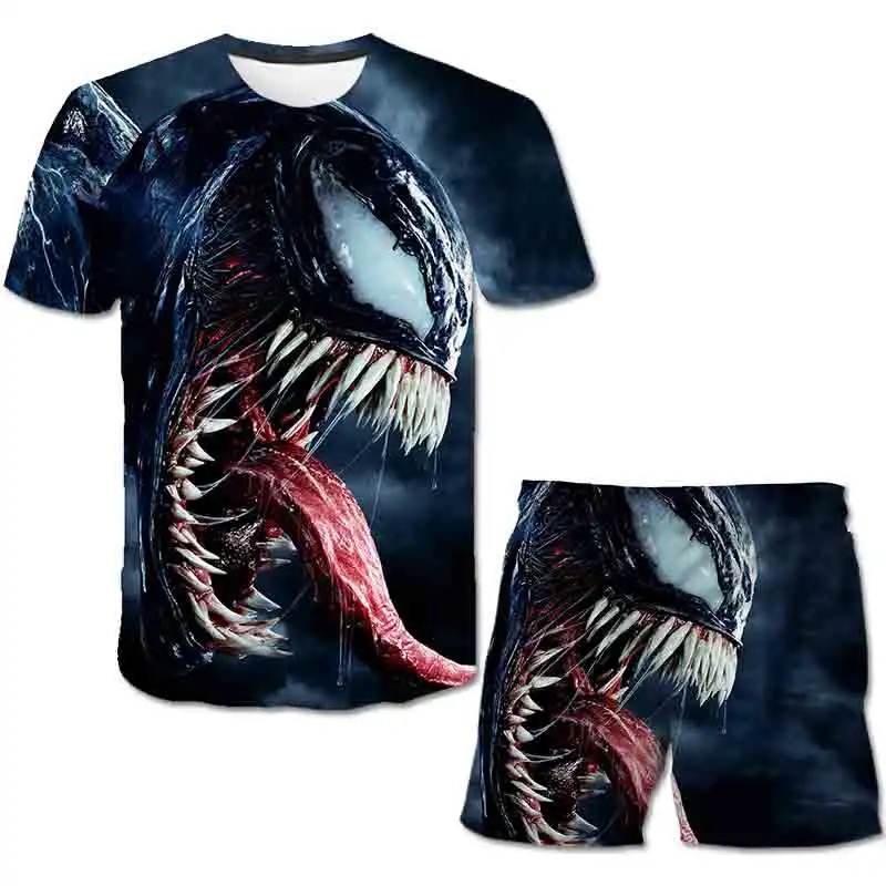 

Boys 3D Venom Suit Cartoon Kids Fashion T-Shirt + Shorts Clothes Summer Boys Kids 4 5 6 7-14 Years Old Casual Harajuku Clothing