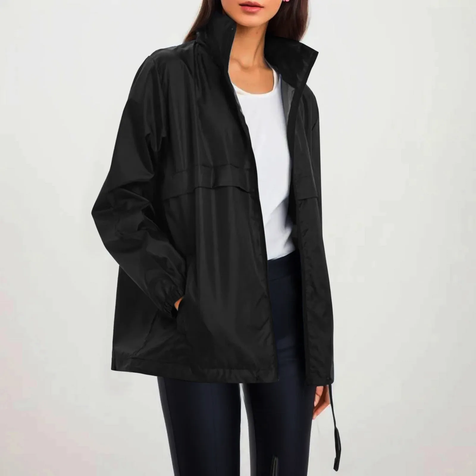 

Women Jacket Waterproof Windbreaker Jackets Female Hooded Hip-hop Pilot Windproof Coats women's outdoor hiking raincoat