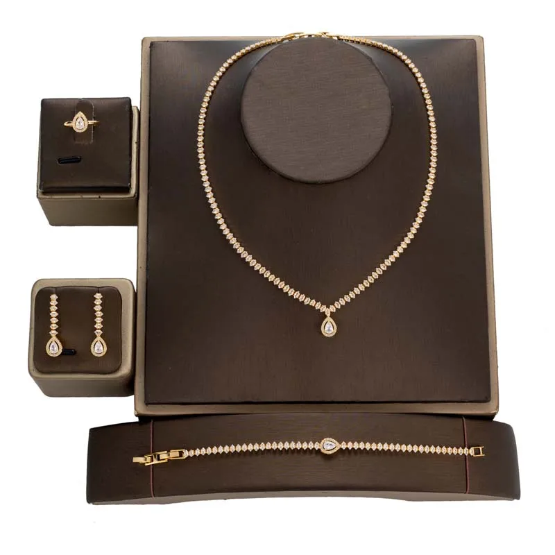 Набор ювелирных изделий классические блестящие свадебные серьги ожерелье