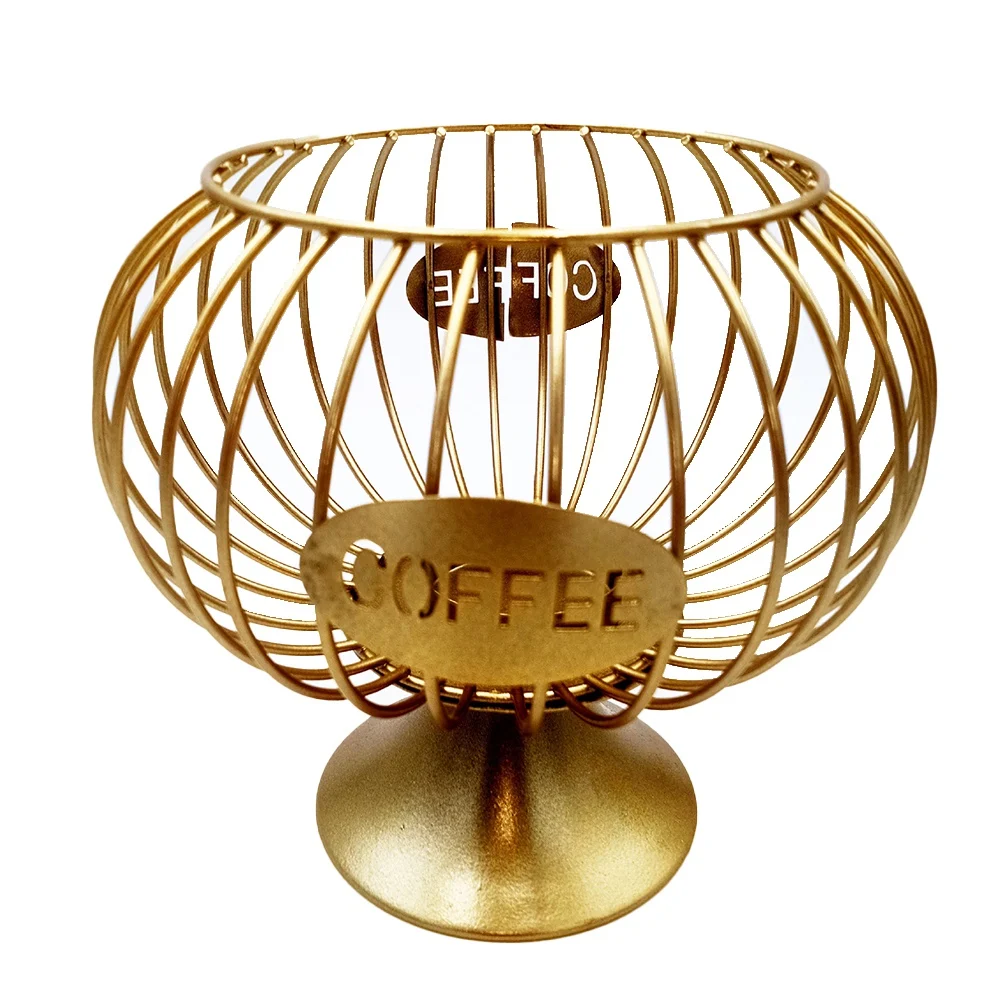 

Hollowed Coffee Capsule Storage Basket Coffee Pod Holder Kitchen Storage Basket Organizer for Home Cafe Hotel Gold