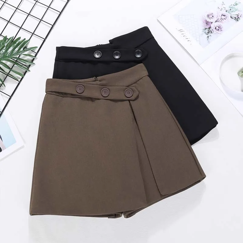 

Шорты женские с завышенной талией, повседневные, серого цвета, Осень-зима 2021