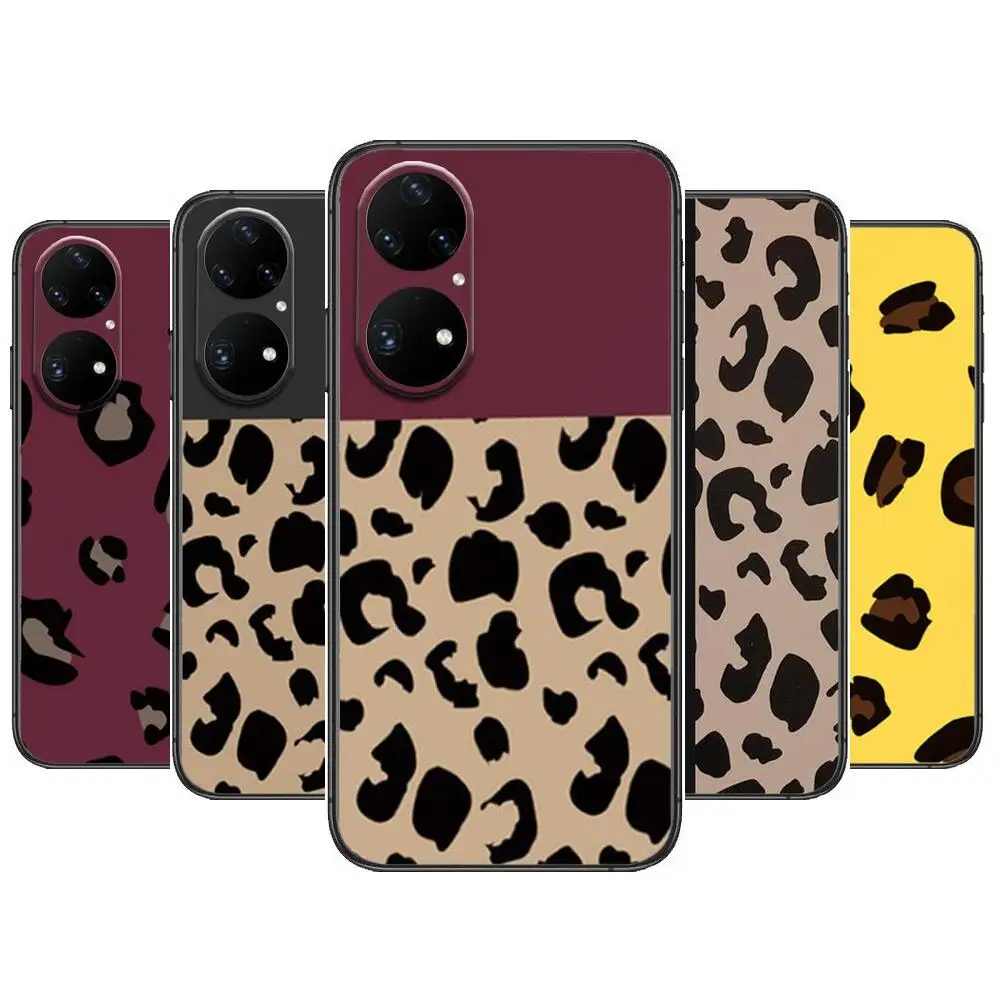 Модный чехол для телефона с леопардовым принтом Huawei p50 P40 p30 P20 10 9 8 Lite E Pro Plus черный