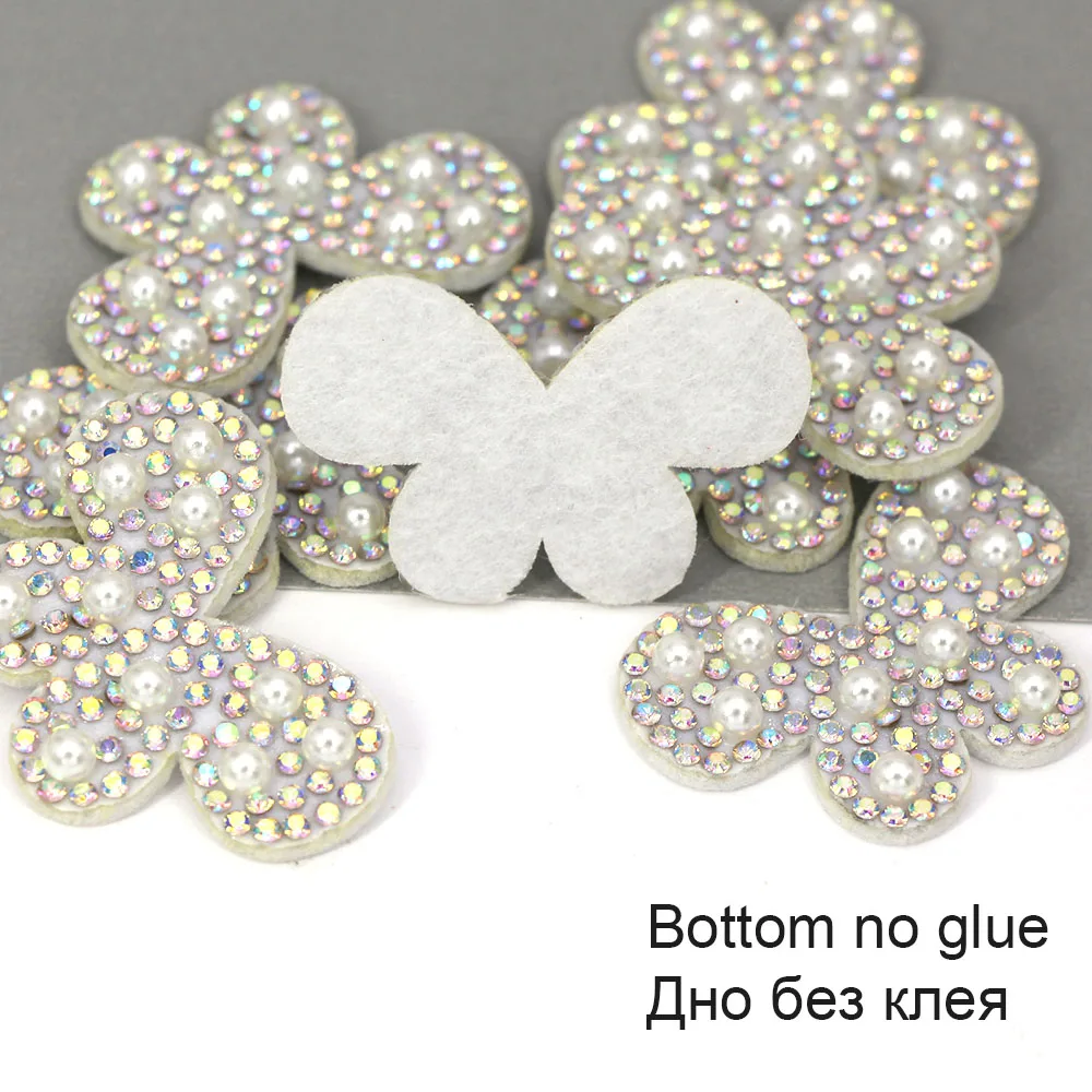10 шт. нашивки с жемчугом и бабочкой 39 х26 мм | Дом сад