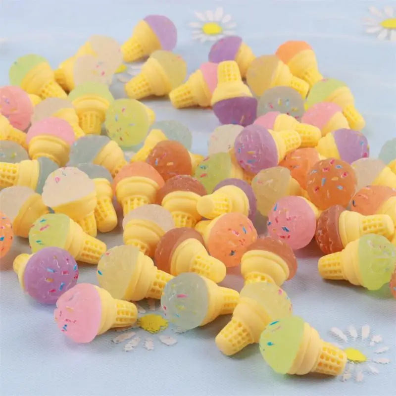 

5 Pcs Three-dimensional Luminous Ice Cream Cute DIY Mobile Phone Shell Cream Resin Accessory Mini Refrigerator Sticker Ornament