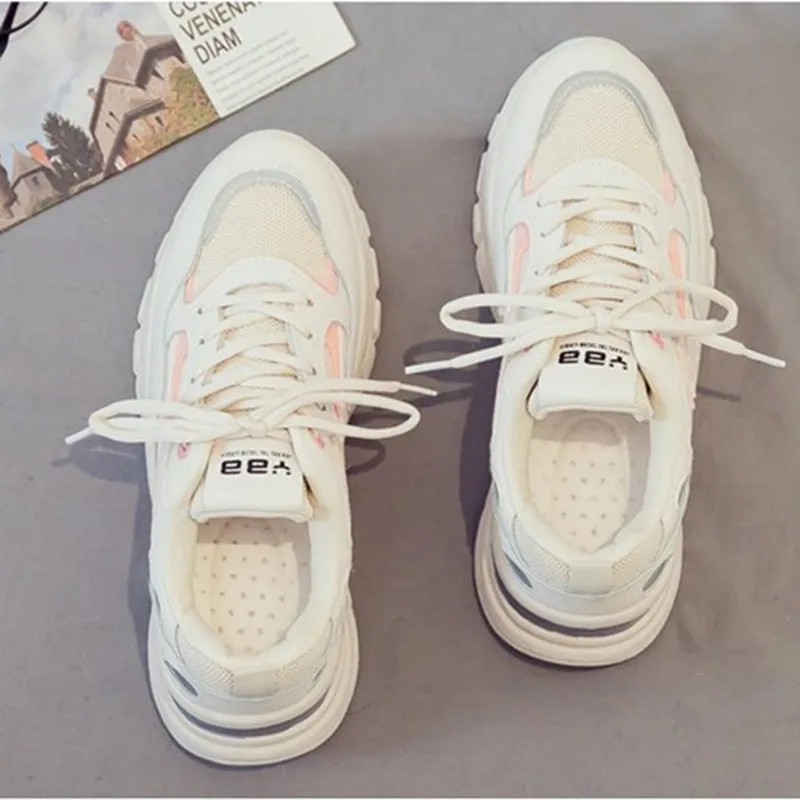Running Sneakers Women Platform Shoes Fashion All-match Mesh Breathable Lightweight Vulcanized Shoes Women Casual Sneaker