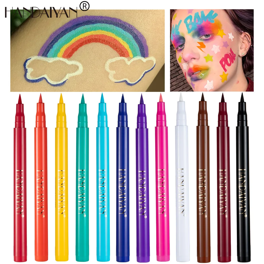 

12 Colors Eyeliner Pen Eyes Makeup White Pink Waterproof Liquid Color Eye Liner Pencil Make Up Cosmetics Matte Eyeliner Pen