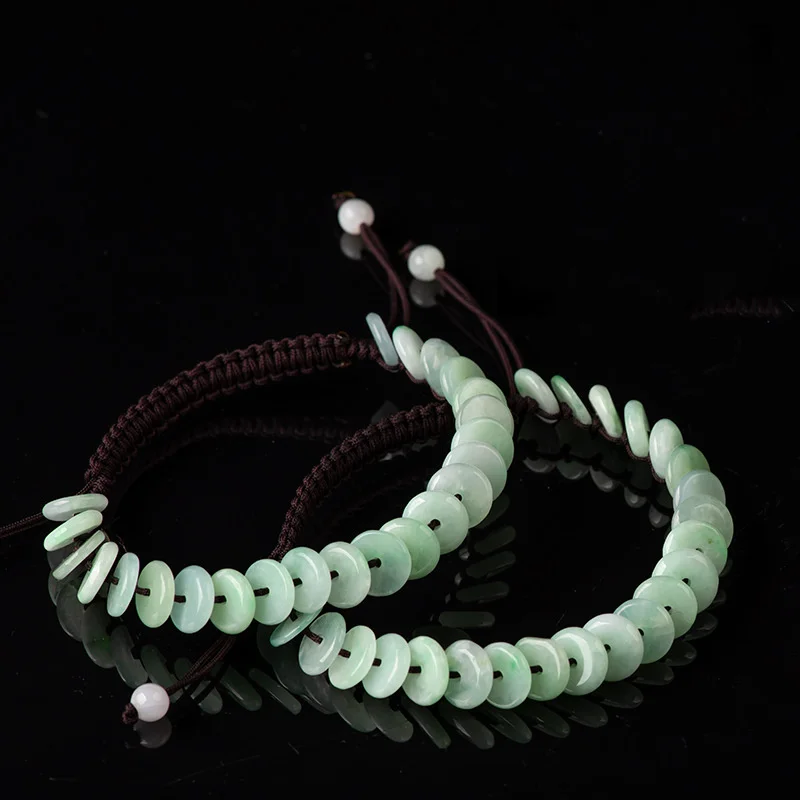 

Natural Burma Jade Bracelet Adjustable Jadeite Beaded Bangles Women Jewellery Myanmar Emerald Jades Beads Lucky Amulet Bracelets