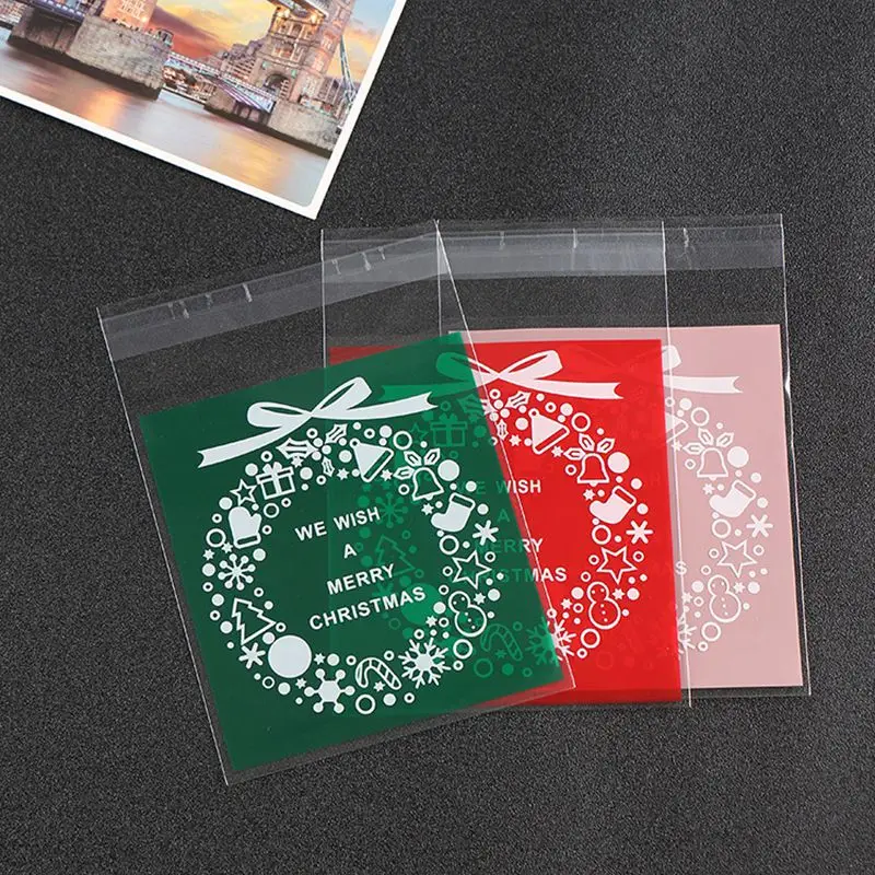 

100Pcs Plastic Bags Thank You Cookie&Candy Bag Self-Adhesive for Wedding Birthday Party Gift Bag Biscuit Baking Packaging Bag