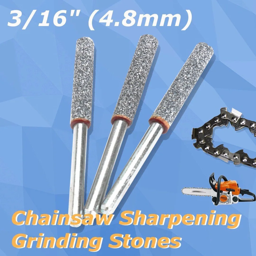 

6pcs Diamond Chainsaw Sharpener Burr Stone Round File Abrasive Tools Accessories 3/16" 4.8mm