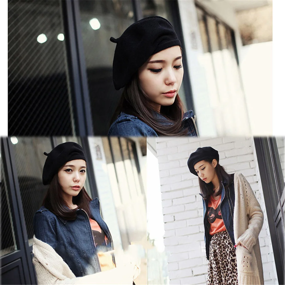 

Women Wool Berets Autumn Winter Vintage Retro Plain Beret French Artist Style Beanie Hat Elegant Lady All Matched Hat y2k