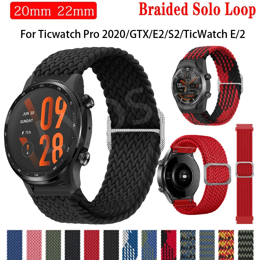 

20 22mm Nylon Smart Watchband For TicWatch Pro 3 Ultra GPS 2020 Wrist Strap For TicWatch E2 S2/GTX/E/2 Watchband Bracelet Correa