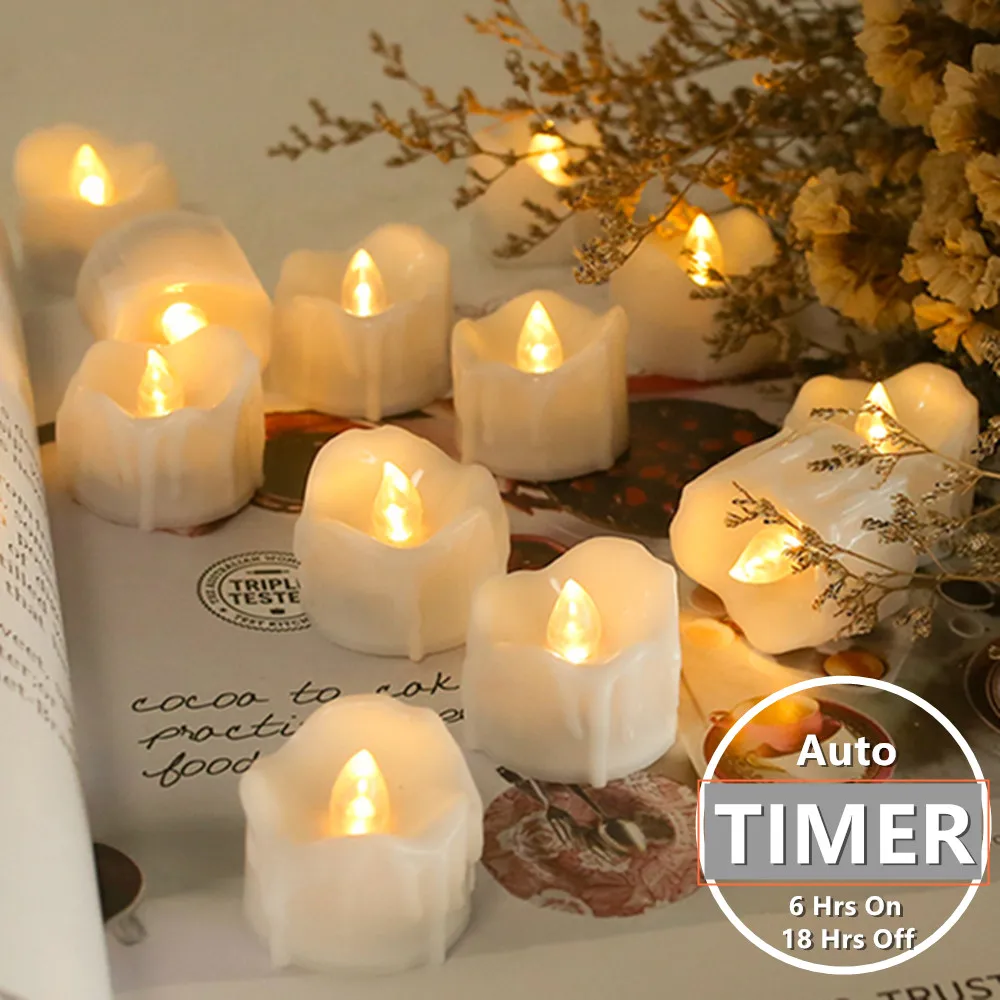 

12 шт., светодиодные свечи с автоспуском
