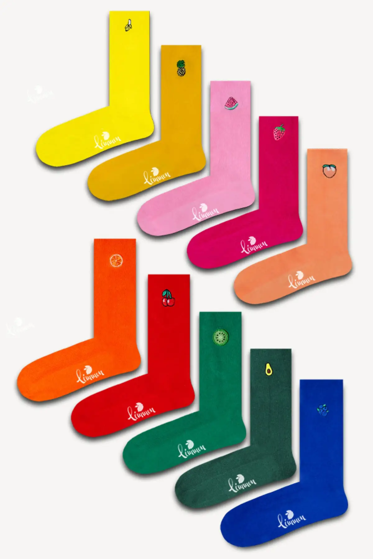 

Unisex Pink Fruits Embroidered Socket Socks Package 10 psc.