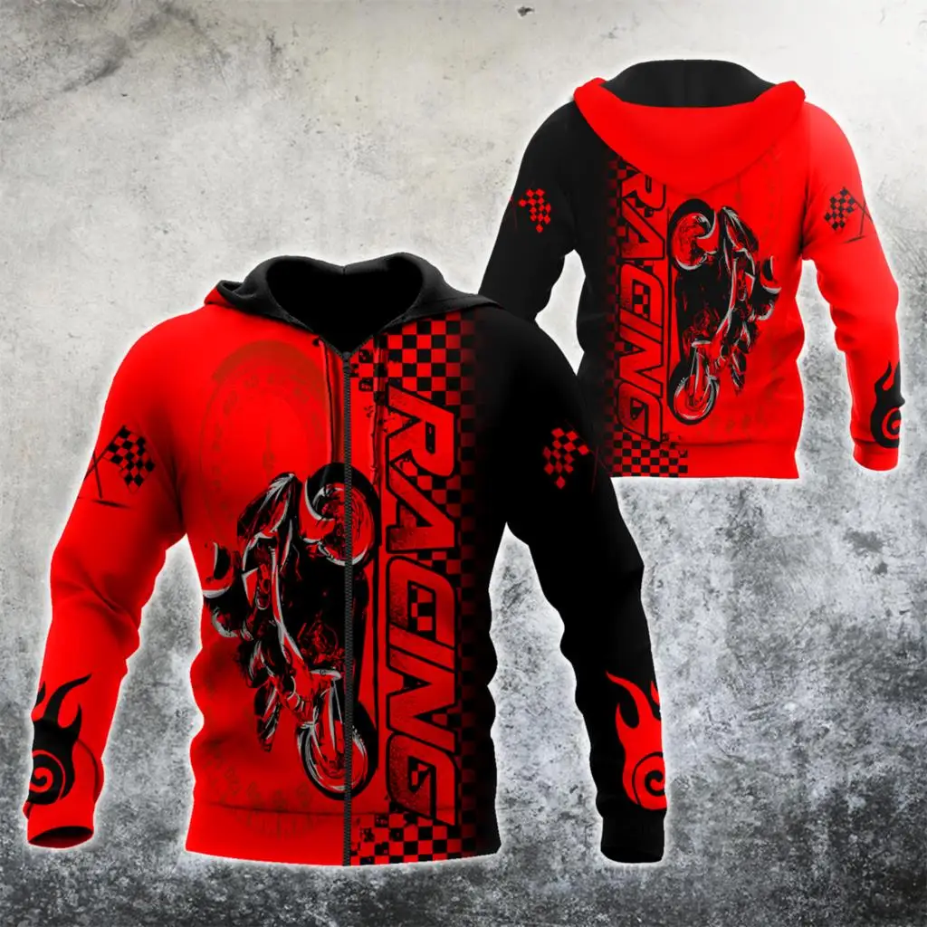 

New hot-selling brand skull motorcycle riding racing suit men's 3D printed hooded zipper shirt casual fashion unisex sweaterMT01