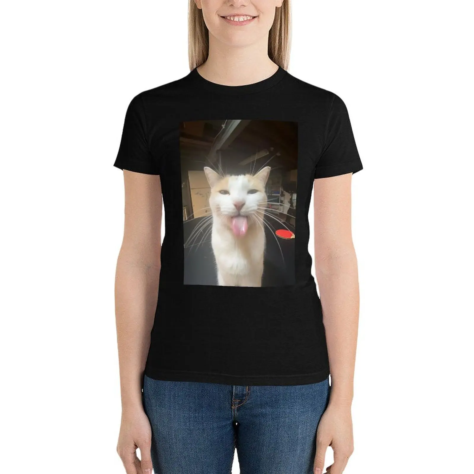 Футболка Bleh Cat :P летний топ облегающие футболки с графикой для женщин