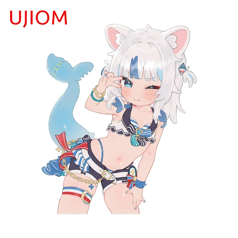 UJIOM 13 см × 8 Hololive Gawr Gura Kawaii стильные наклейки на стену захватывающие толстый хвост