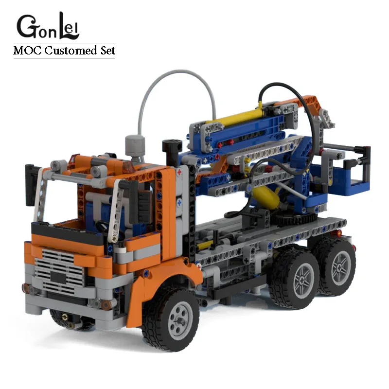 

900 шт. техническая техника MOC-пневматическая вишневая машина, Модифицированная из 42128 тяжелых грузовиков, автомобили, строительные блоки, модели, кирпичи, игрушки
