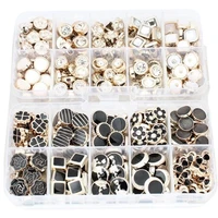 hl 10 different styles team 1 box 100pcs 9 5mm 12mm plating pearl buttons shank diy apparel shirt buttons sewing accessories