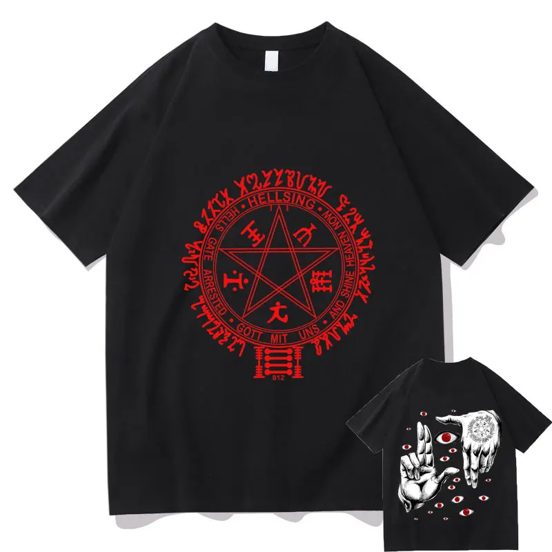 

Japanese Anime Men Women Tshirt Regular Tee Tops Original Design Alucard Hellsing Vampire Hunter Double Sided Graphics T-shirt
