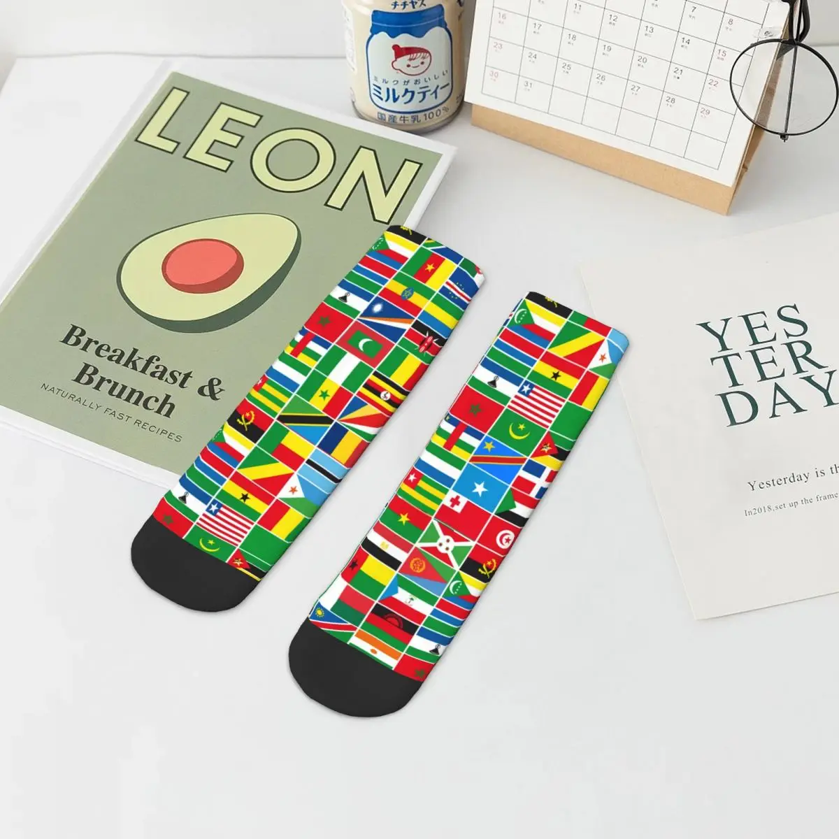 

African Flags Socks Colorful Print Hiking Matching Short Tubes Large Chemical Fiber Stylish Children Socks