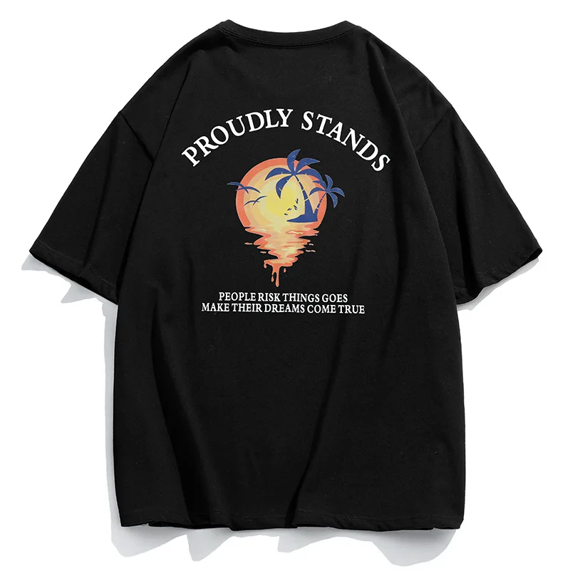 

Мужская хлопковая футболка, Новинка лета 2022, футболка с коротким рукавом и принтом в национальном стиле, топы с круглым вырезом, Лидер прода...