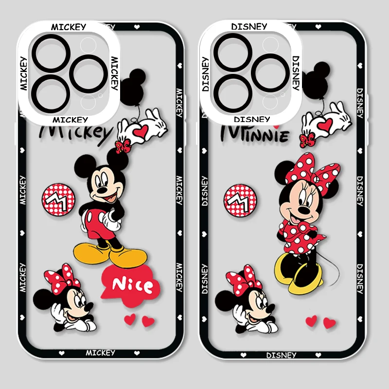 

Mouse Disney Cartoon Minnie Transparent Phone Case For iPhone 14 13 12 11 Mini XS XR X Pro MAX 8 7 6 Plus SE Angel Eyes