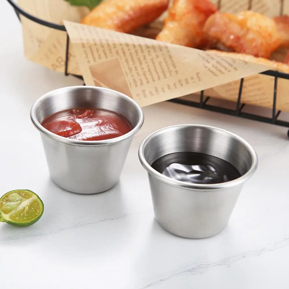 

Sauce Dipping Cup High Durability Rust-proof Stainless Steel Sauce Container Hot Pot Seasoning Dipping Bowl Kitchen Supplies