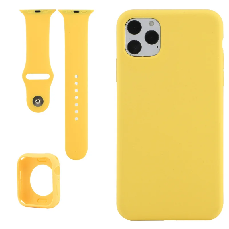 Fran-11K 3 in 1 Set Soft Silicone Phone Watch Band Case with Iphone 12 13 pro max Cases Matching for iWatch 3 4 5 6 7 Band