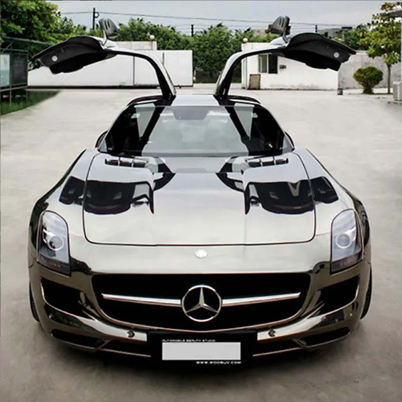 

Stretchable Black Mirror Chrome Vinyl Wrap Self-Adhesive Film Decal Air-Release Bubble Free DIY Car Wrapping Roll